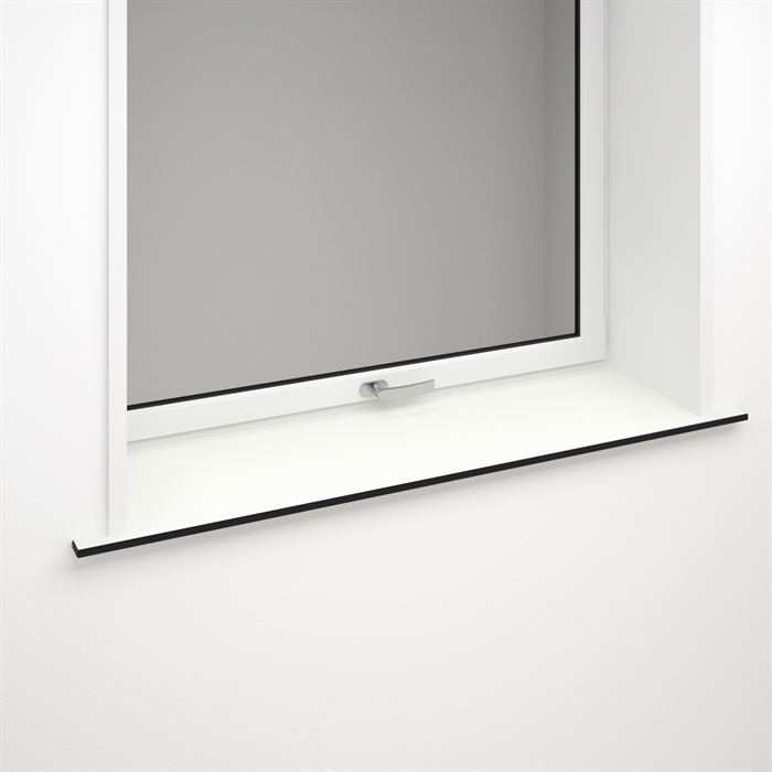 Hvid vindueskarm i kompaktlaminat - 13 mm Hvid med sort kerne 3096